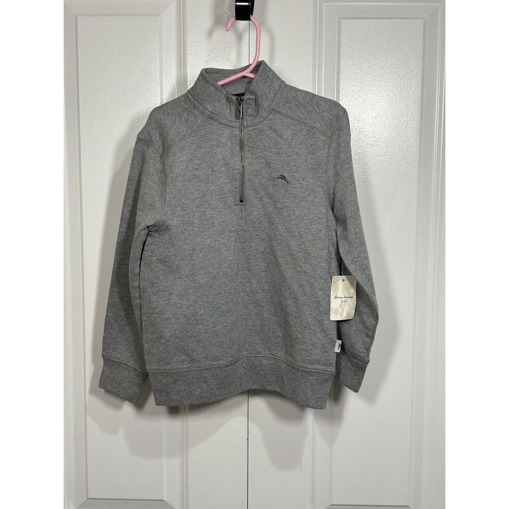 Tommy Bahama Kids Quarter Zip L Gray NWT Pullover Sweater Soft Classic Cozy